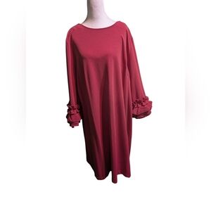 Chic Long Sleeve Red Dress with Ruffle Details